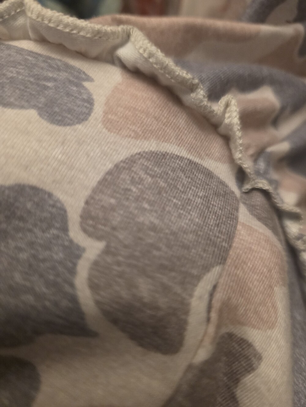 Wide Leg Ruffle Hem Pants in Beige & Gray Camo Multiple Sizes - Picture 5 of 6